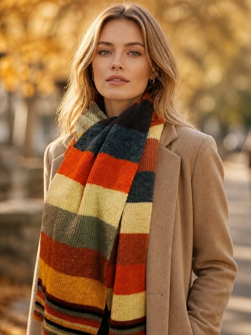 Striped Knit Scarf - Multi-Color
